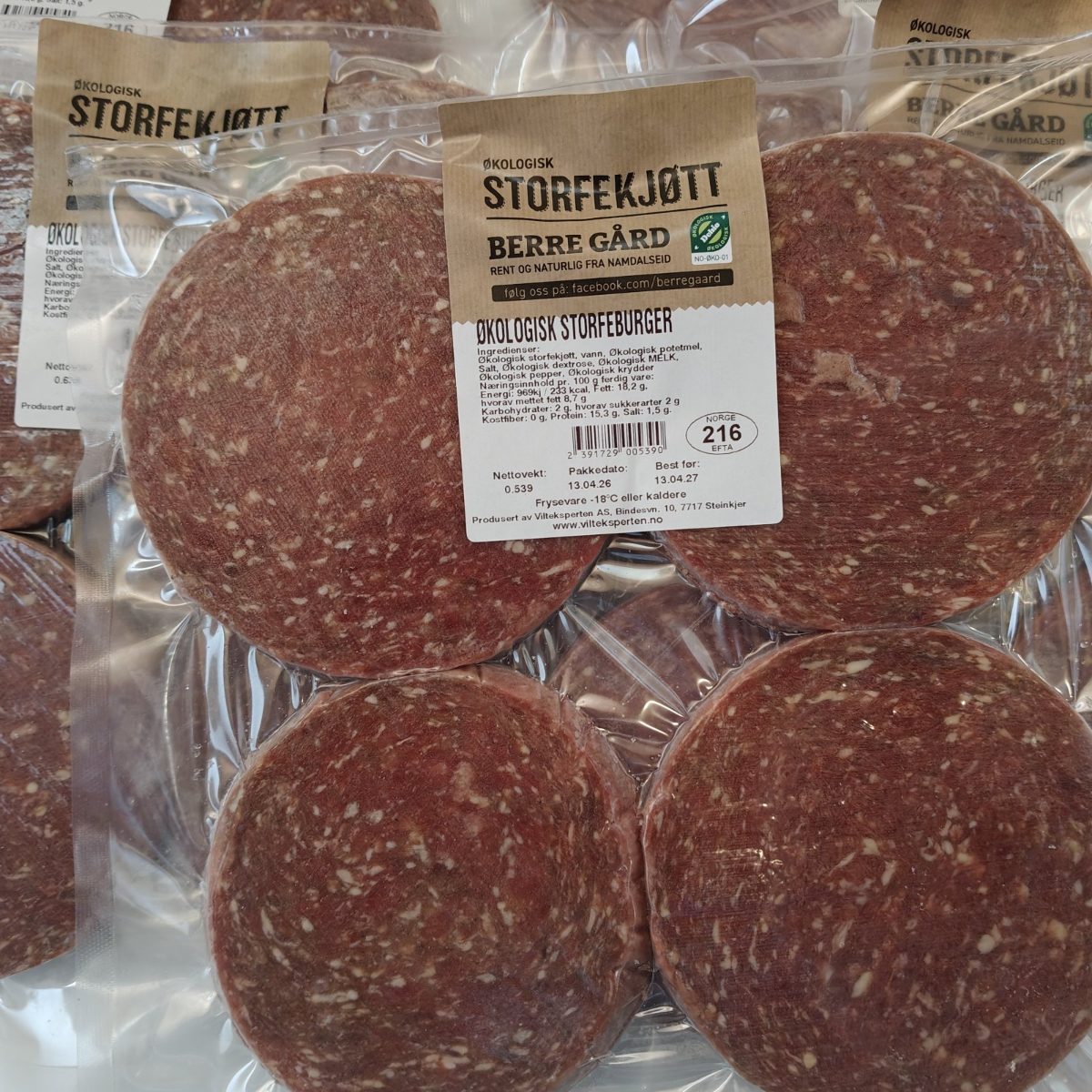 Storfeburger, økologisk