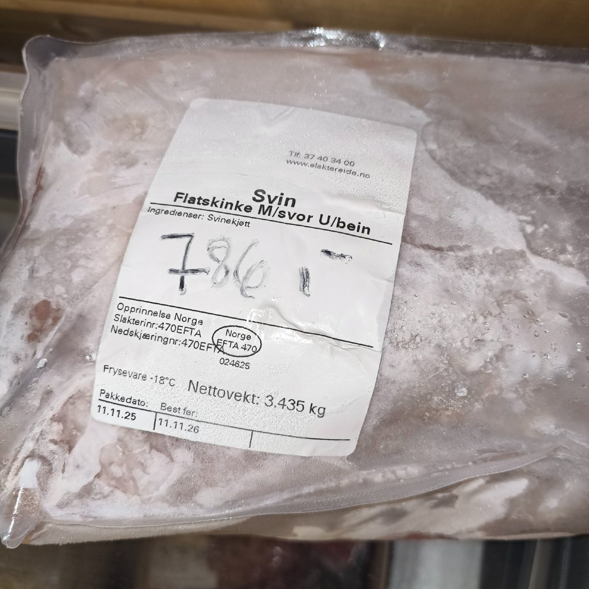 Flatskinke av frilandsgris 3.435kg