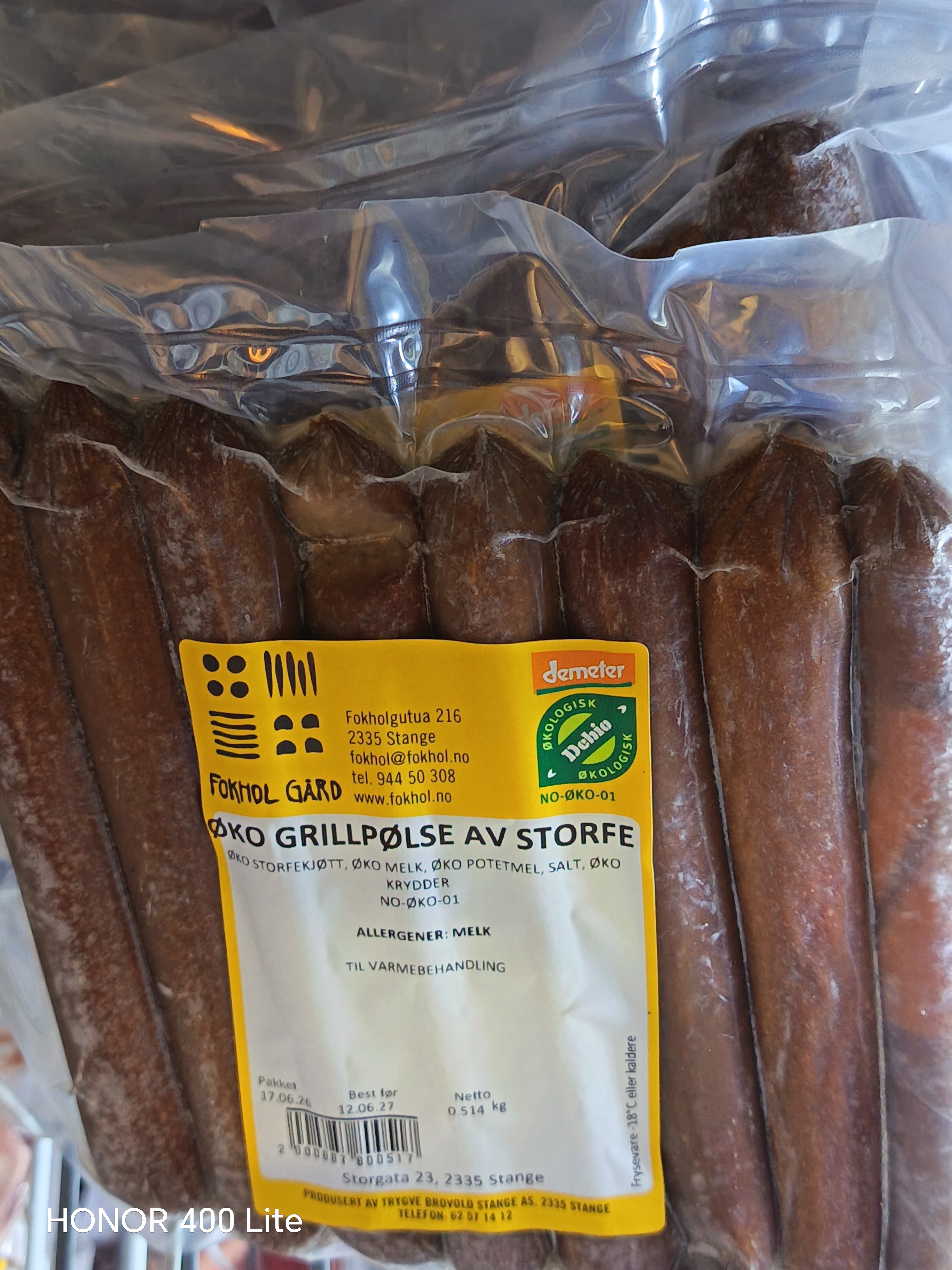 10 pk Pølser biodynamisk storfe