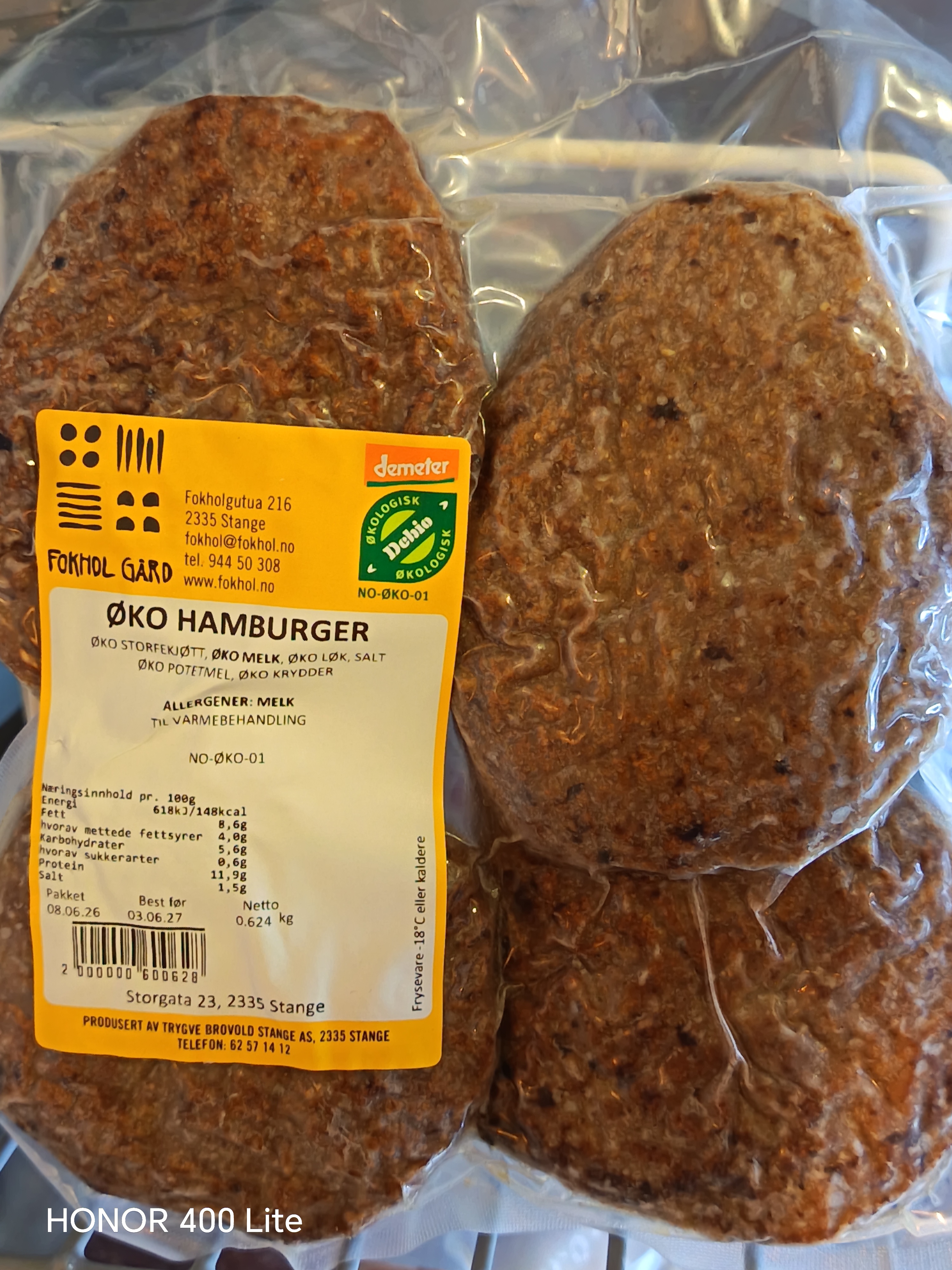 4 pk hamburger biodynamisk storfe