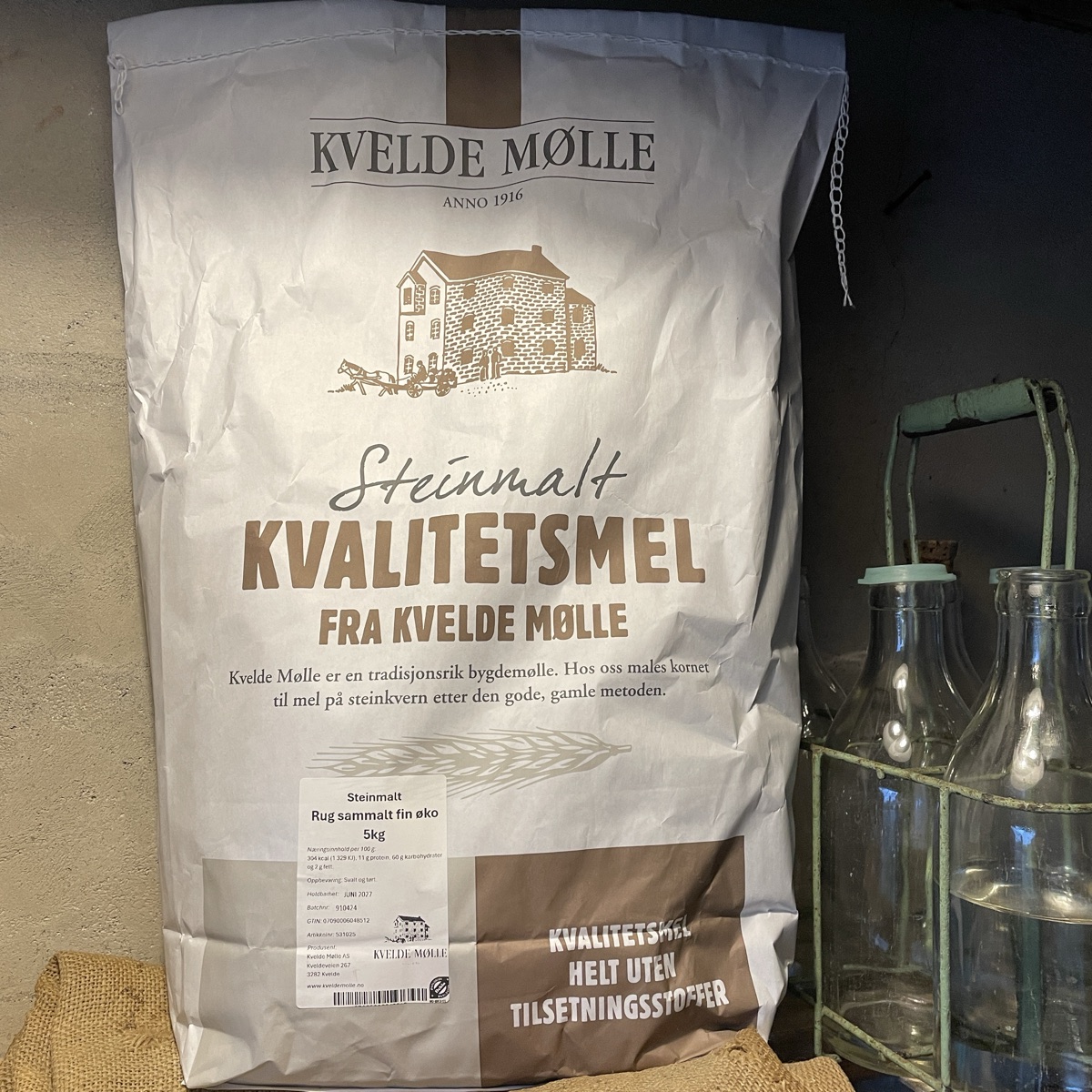 Rugmel sammalt fin 5 kg, økologisk
